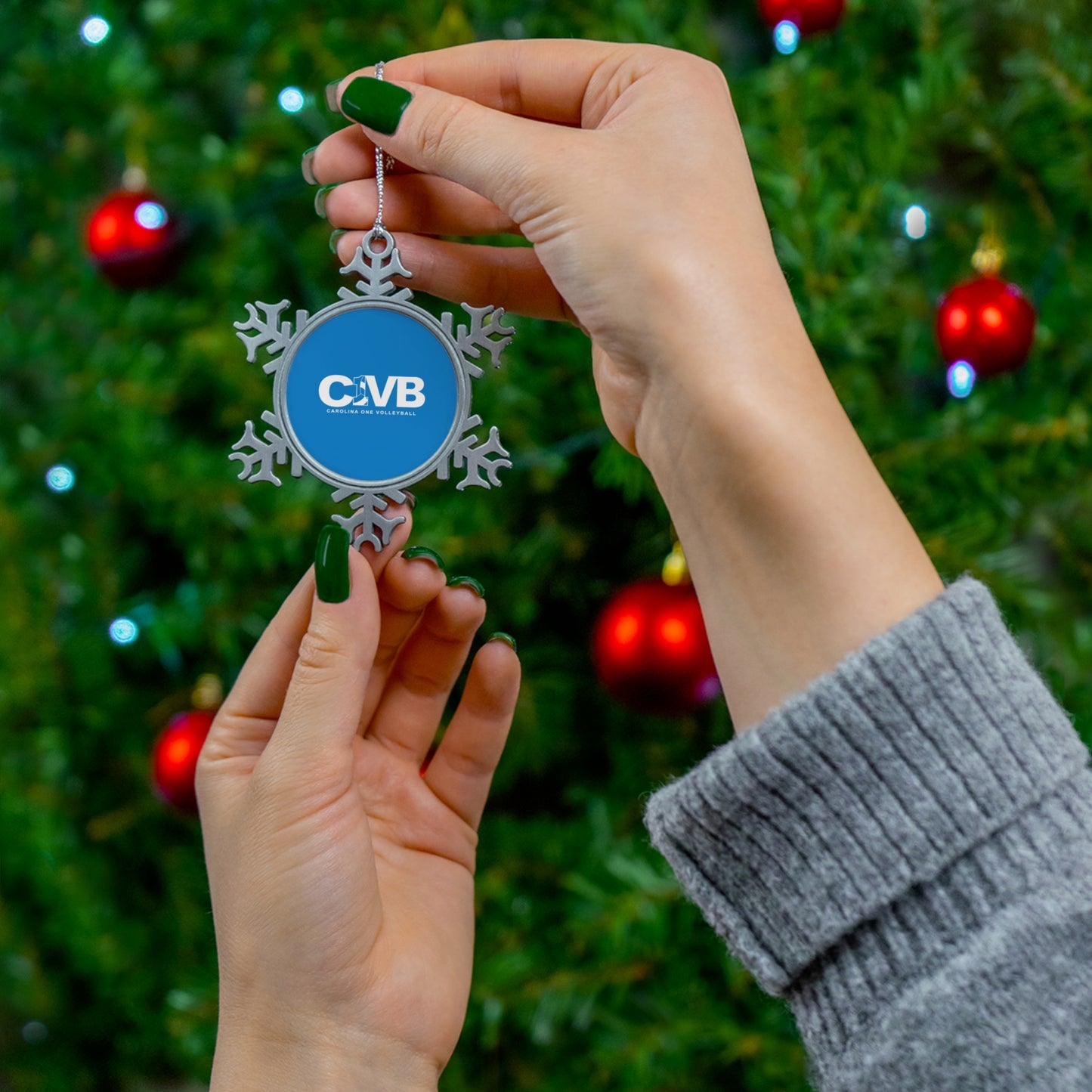 Carolina One Volleyball Pewter Snowflake Ornament