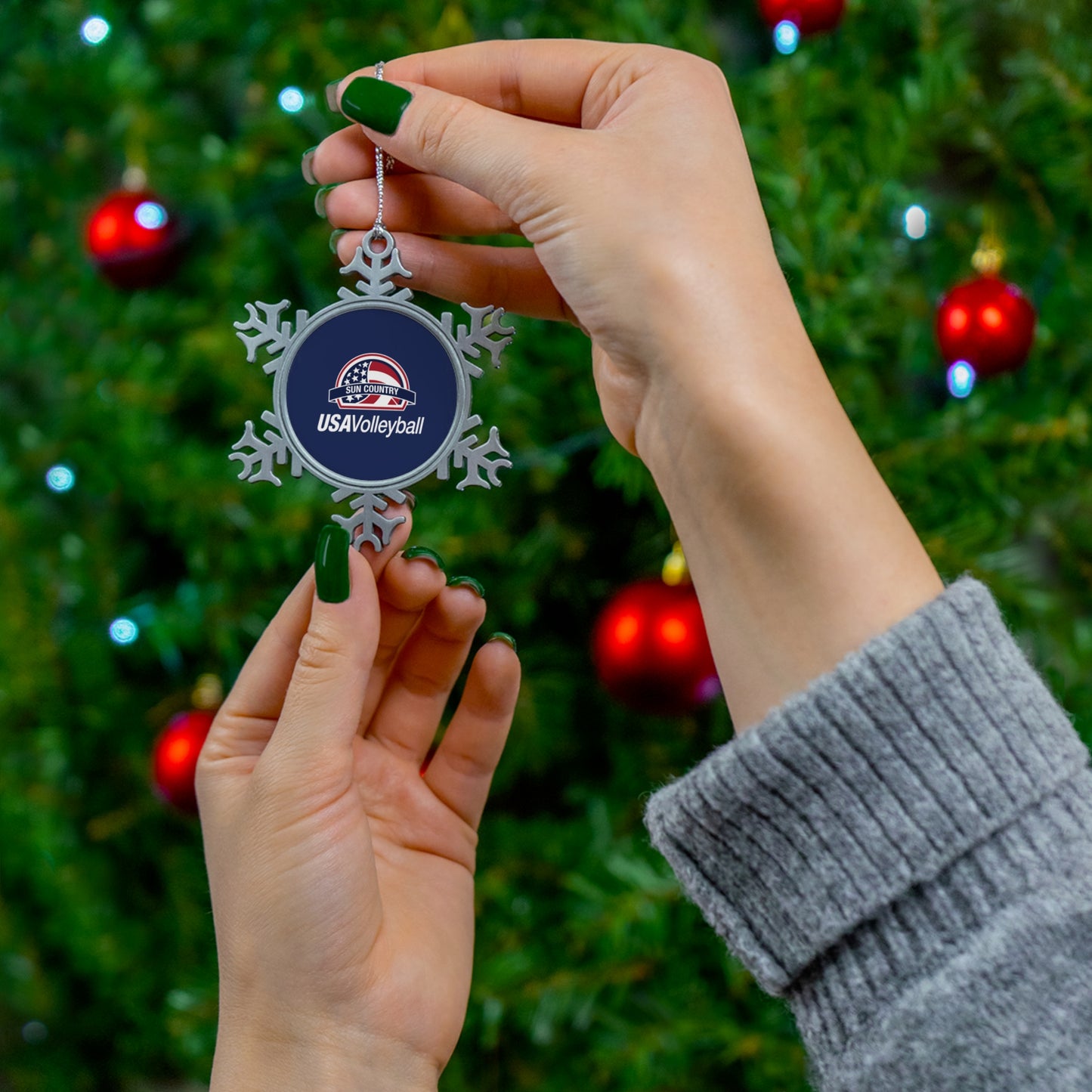 Sun Country Volleyball Pewter Snowflake Ornament