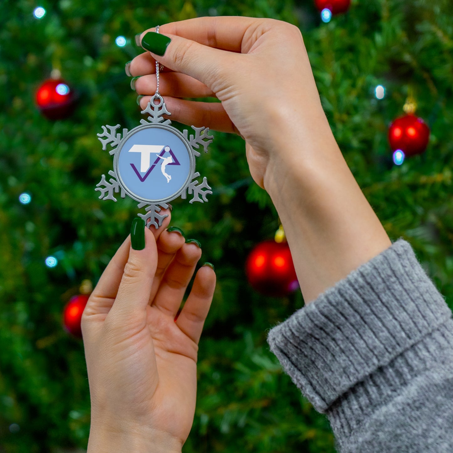 Texas Aces Volleyball Pewter Snowflake Ornament