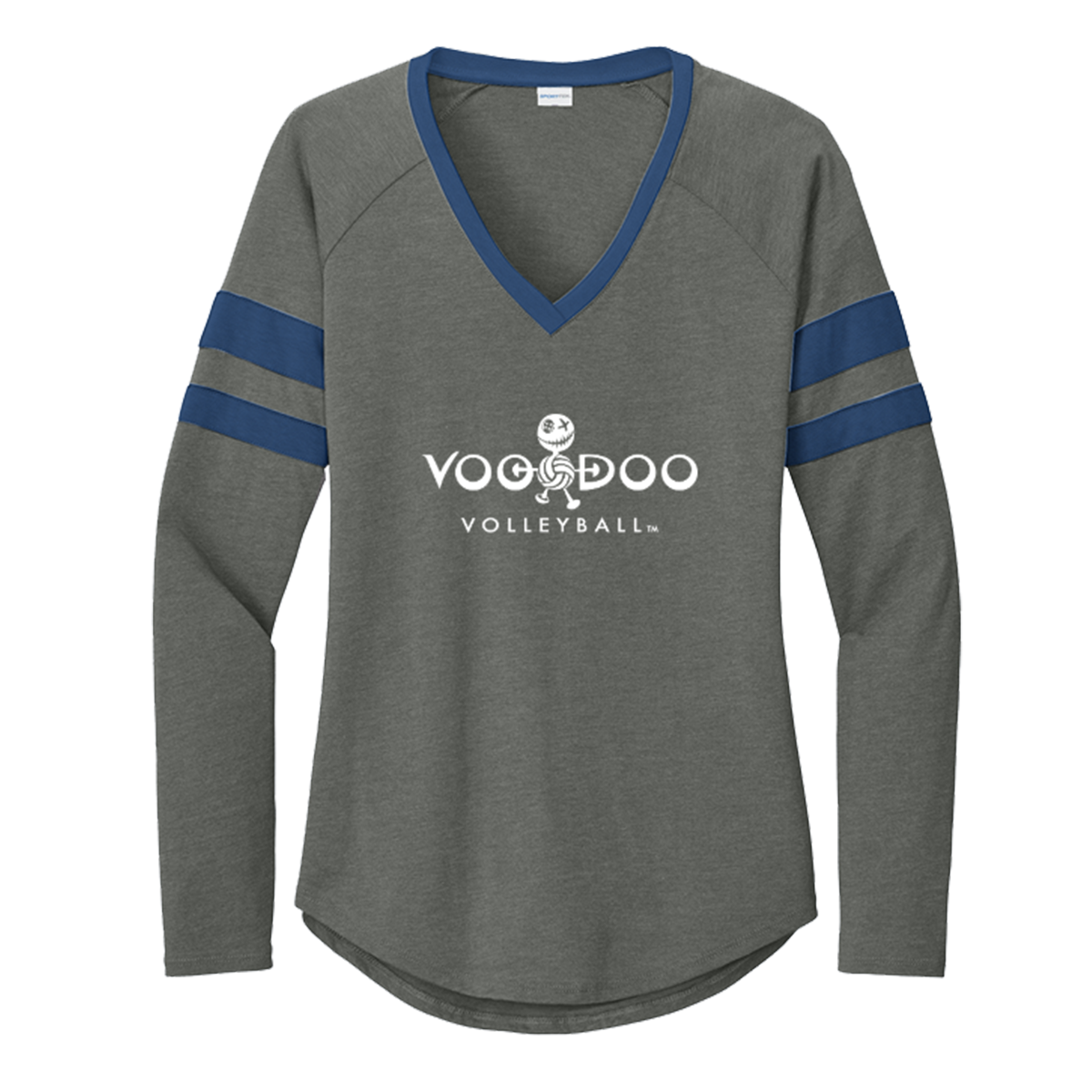 Women's Voodoo Volleyball Sport-Tek Halftime Stripe V-Neck LS