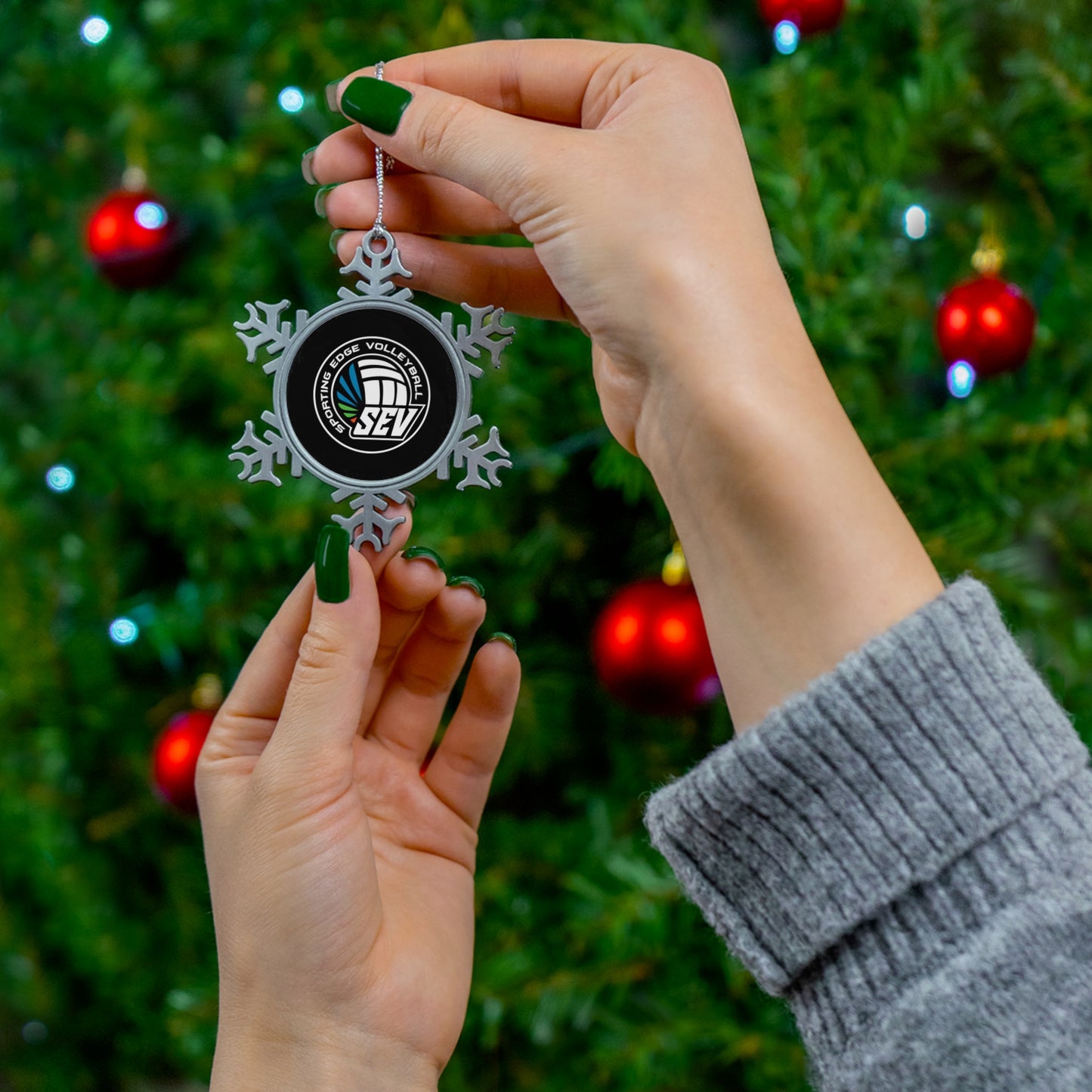 Sporting Edge Volleyball Pewter Snowflake Ornament