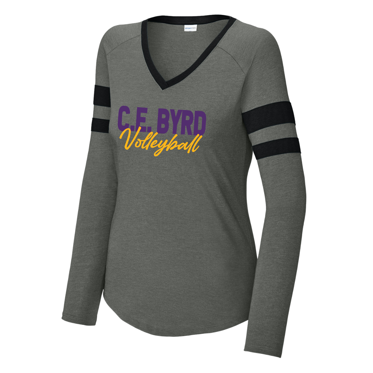 Women's Sport-Tek Striped V-Neck Long Sleeve Tee