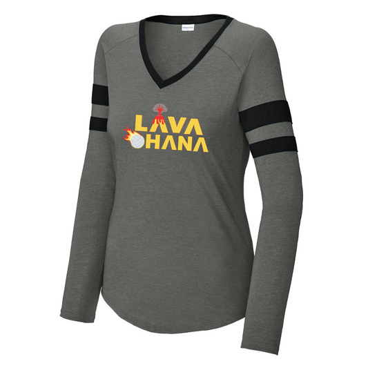 Women's LAVA Halftime Stripe V-Neck LS - Ohana