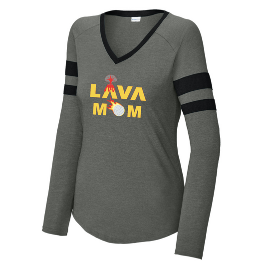 Women's LAVA Halftime Stripe V-Neck LS - Mom