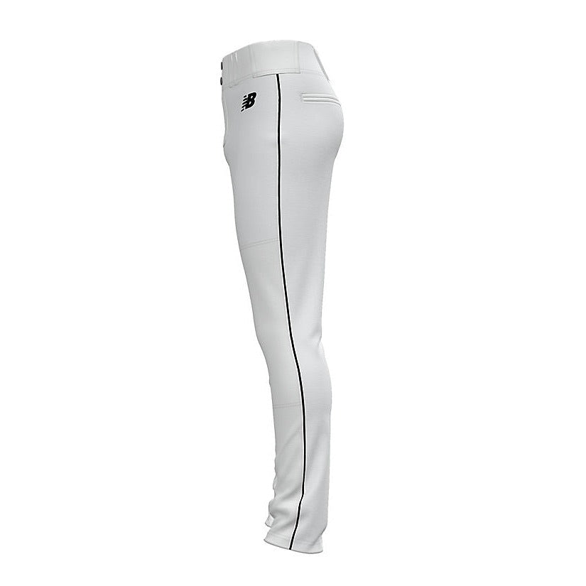 Youth NB Adversary 2.0 Tapered Piped Baseball Pant - White/Black