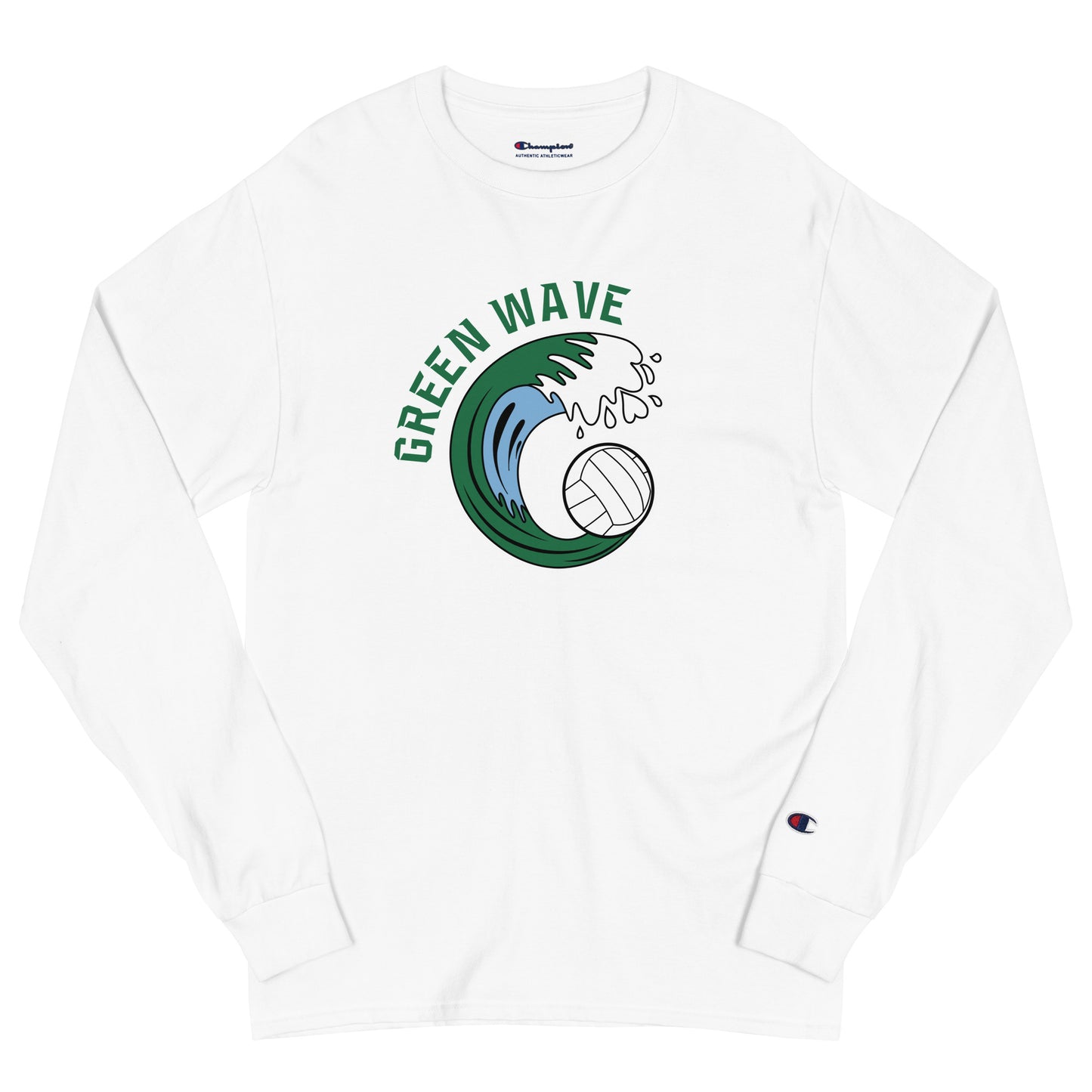 Adult Green Wave Volleyball Club Champion Long Sleeve Shirt