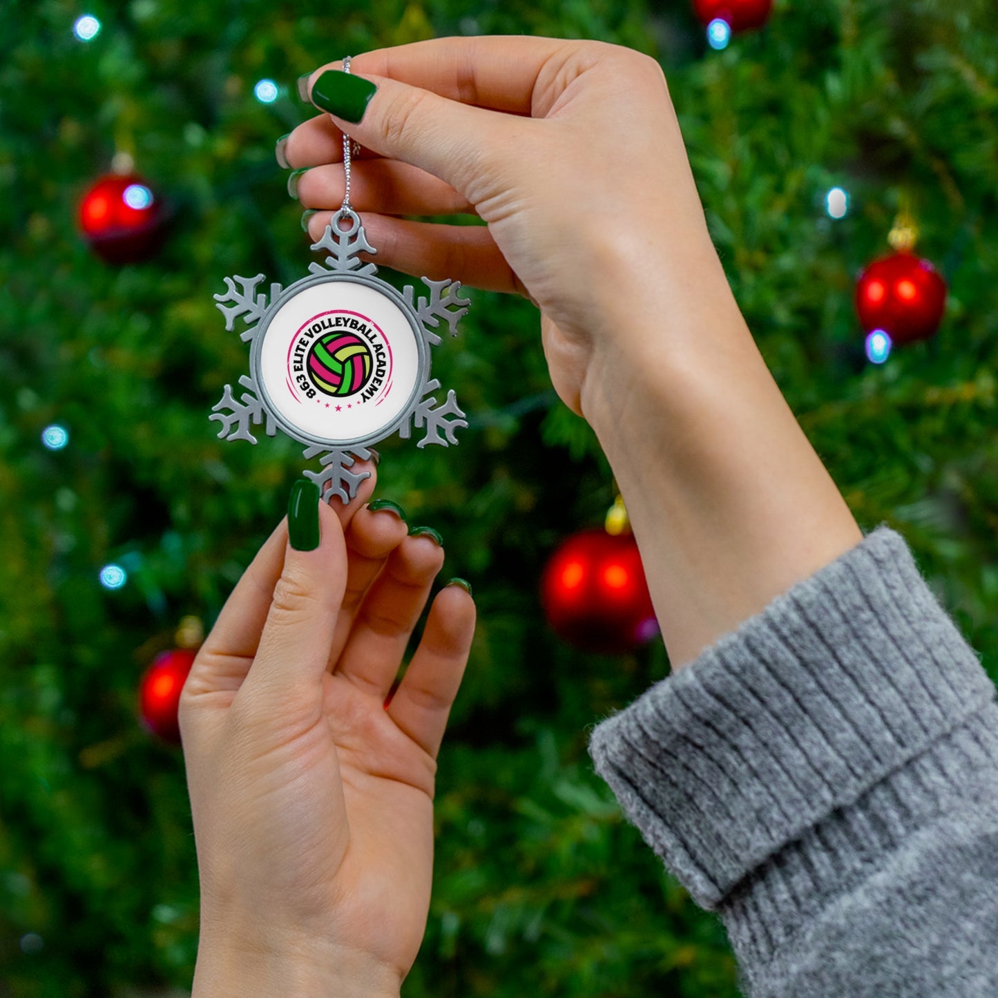 863 Elite Volleyball Pewter Snowflake Ornament