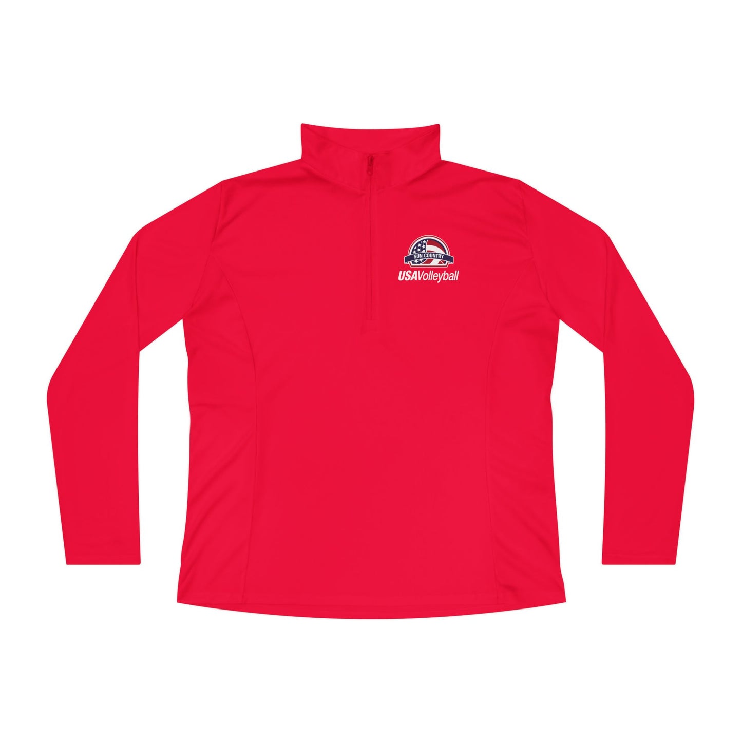 Ladies Quarter-Zip Pullover — USA Volleyball Logo Performance Top