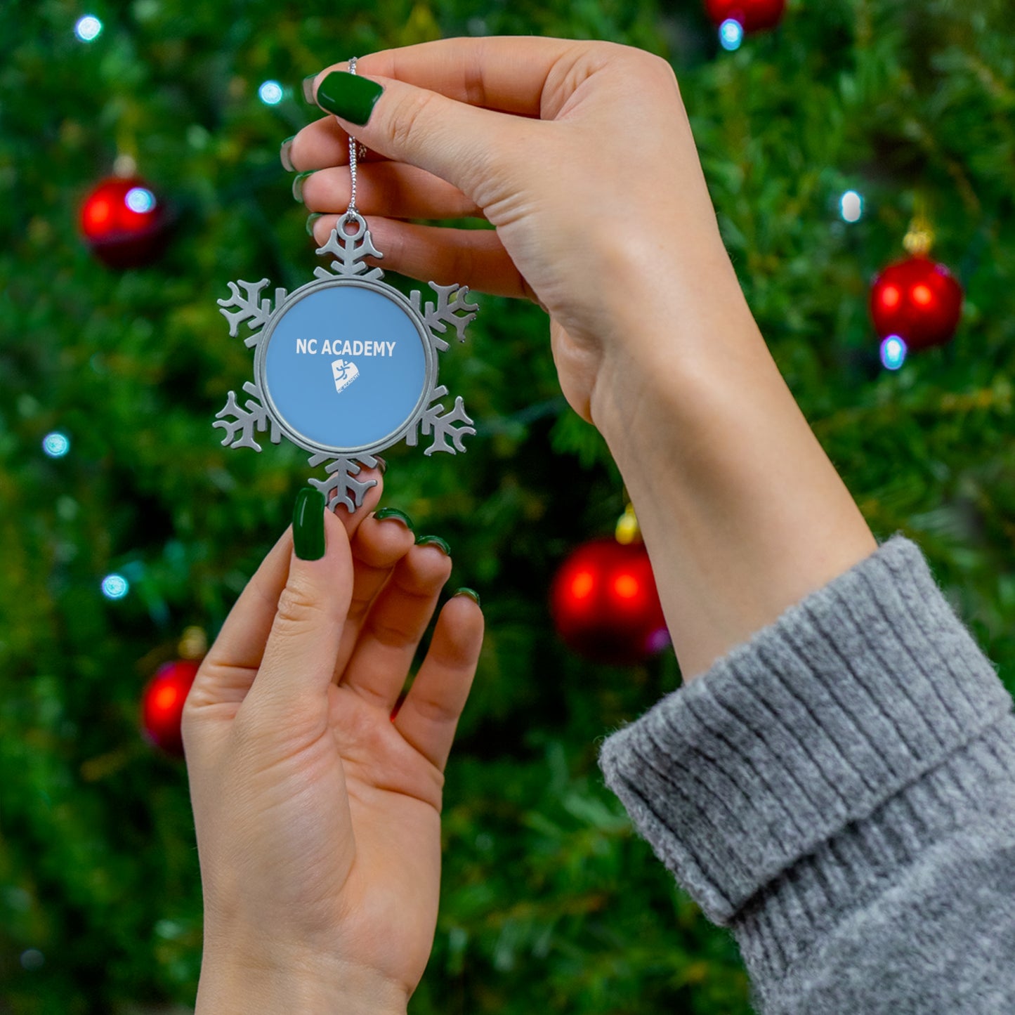 NC Academy Pewter Snowflake Ornament