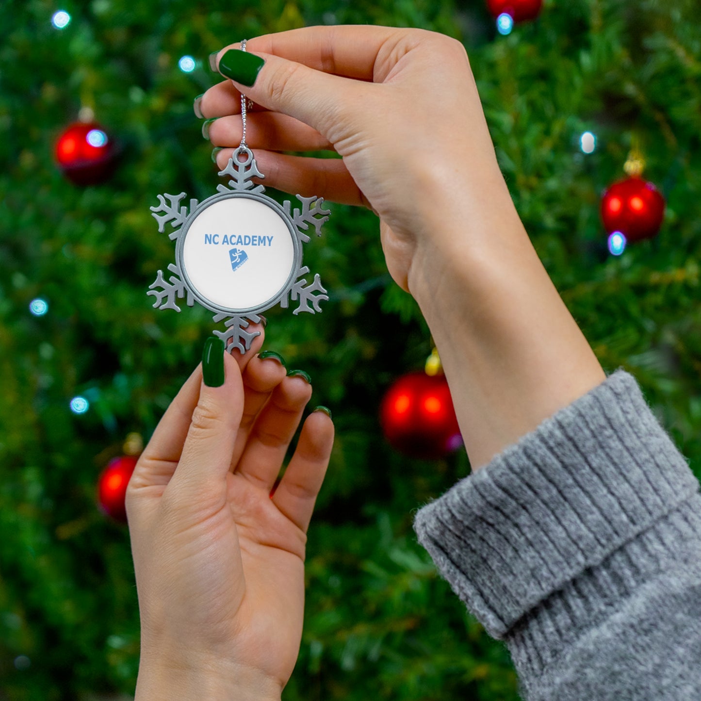 NC Academy Pewter Snowflake Ornament