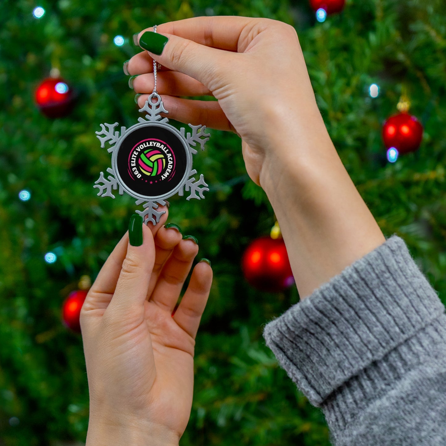 863 Elite Volleyball Pewter Snowflake Ornament