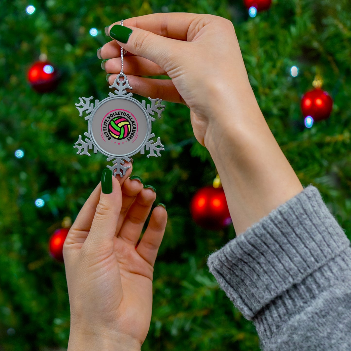 863 Elite Volleyball Pewter Snowflake Ornament