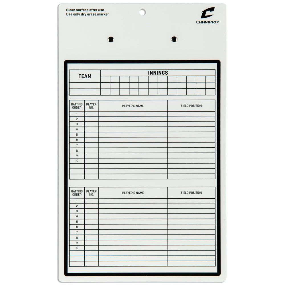 BASEBALL / SOFTBALL COACH'S BOARD - DRY ERASE WITH MARKER - A091
