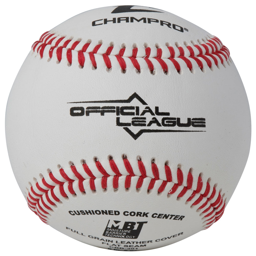 OFFICIAL LEAGUE - DOUBLE CUSHION CORK CORE - FULL GRAIN LEATHER COVER - FLAT SEAM - CBB-301