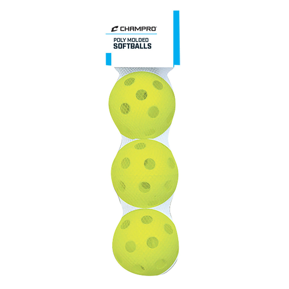 3 PACK - OPTIC YELLOW POLY SOFTBALLS - CSB-51B