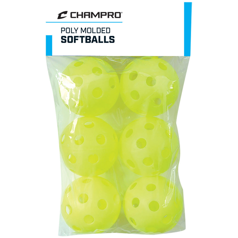 6 PACK - YELLOW POLY SOFTBALLS - CSB-51C