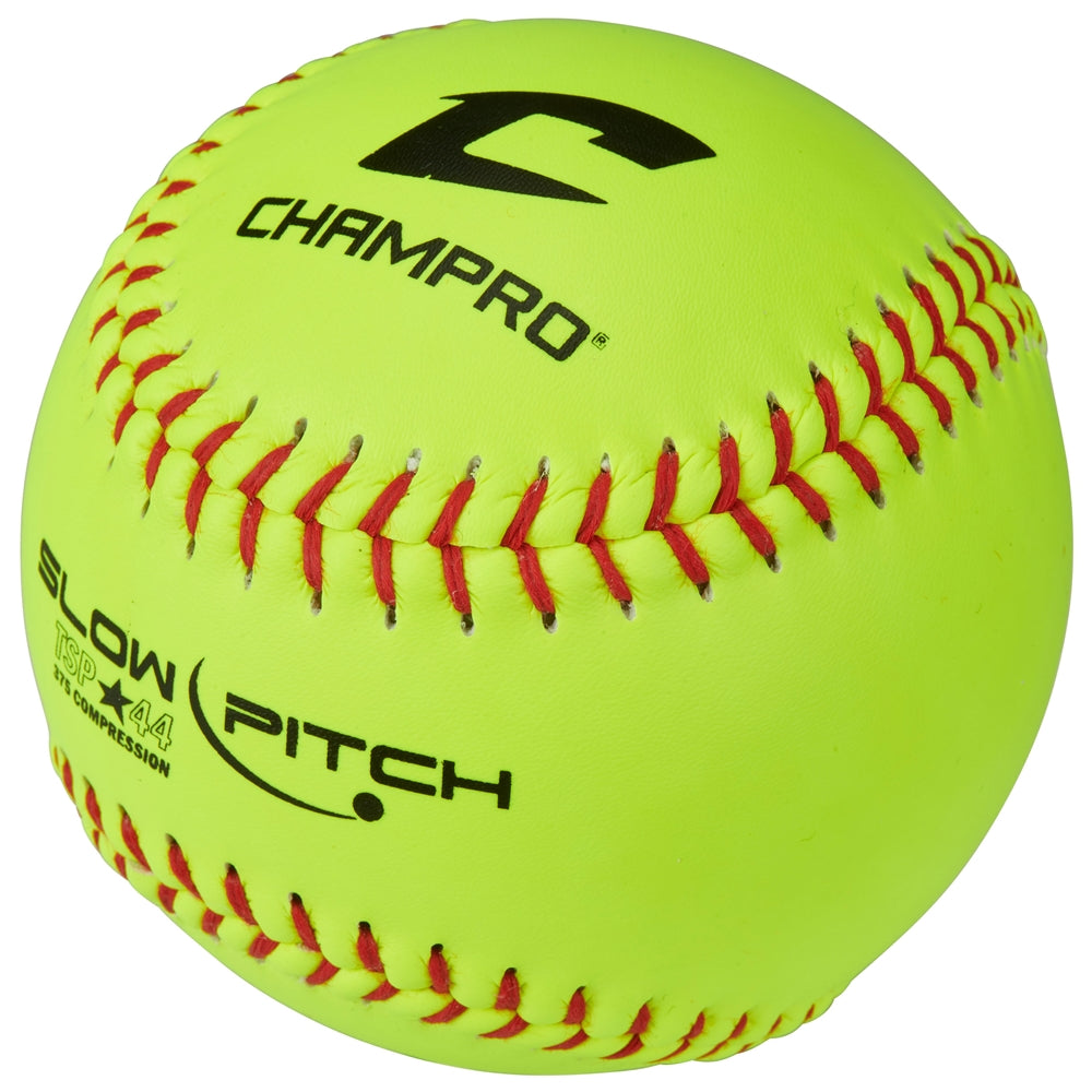ASA/USA SOFTBALL 12" SLOW PITCH - YELLOW LEATHER COVER .44 COR - CSB10Y