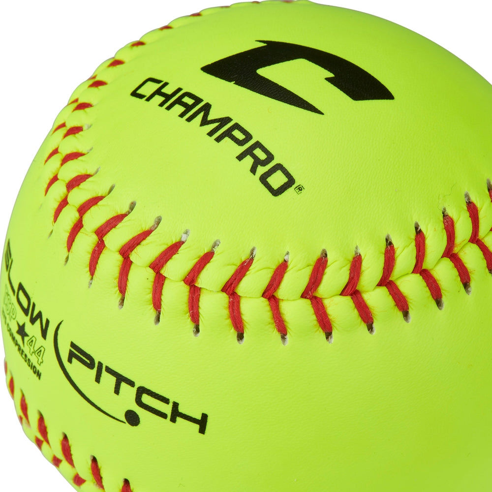 ASA/USA SOFTBALL 12" SLOW PITCH - YELLOW LEATHER COVER .44 COR