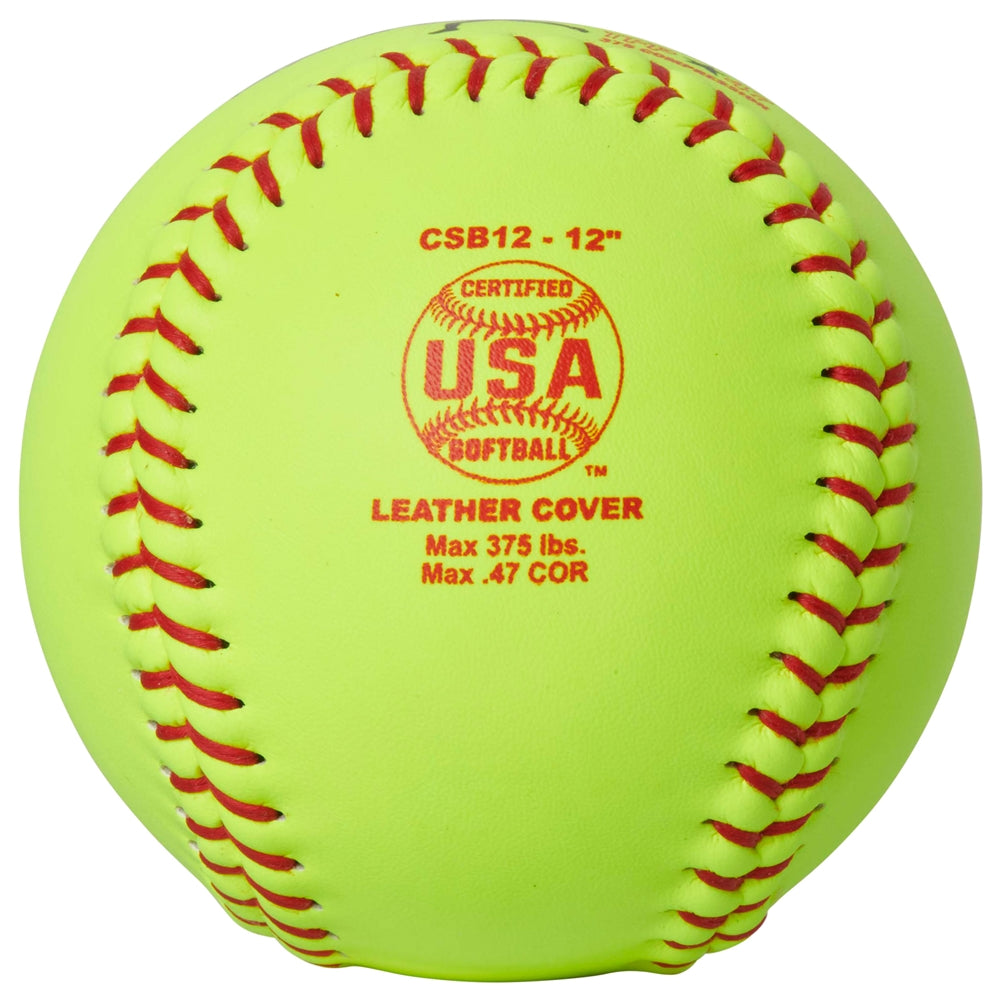ASA/USA SOFTBALL 12" FAST PITCH - LEATHER COVER .47 COR - CSB12