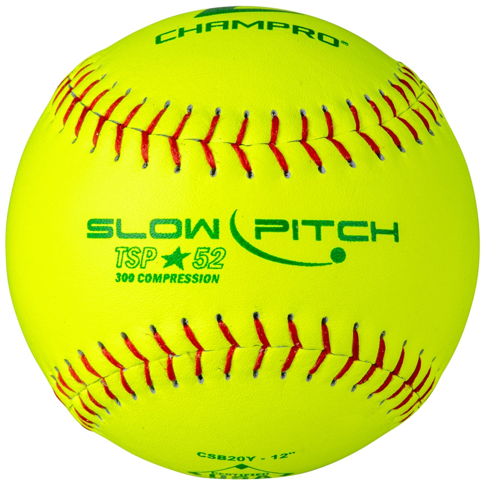 ASA/USA SOFTBALL 12" SLOW PITCH - LEATHER COVER .52 COR - CSB20Y