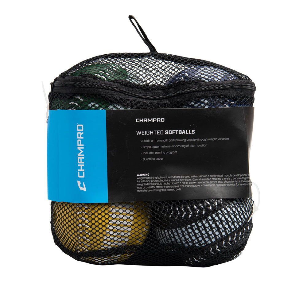 WEIGHTED TRAINING SOFTBALL SET (INCUDES 9OZ, 10OZ, 11OZ, 12OZ) - CSB7S