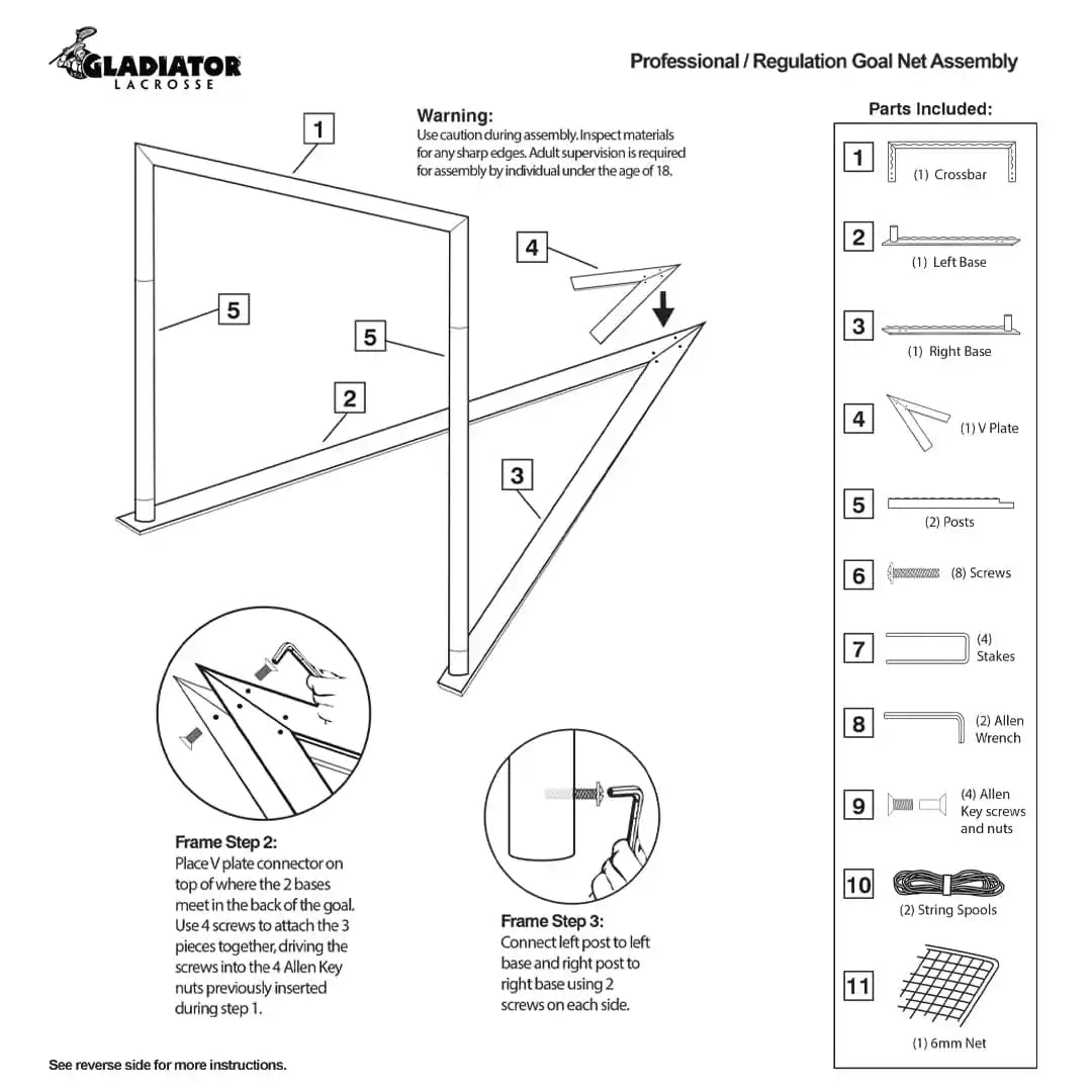 Gladiator Lacrosse® Professional Goal - 6.0mm Net