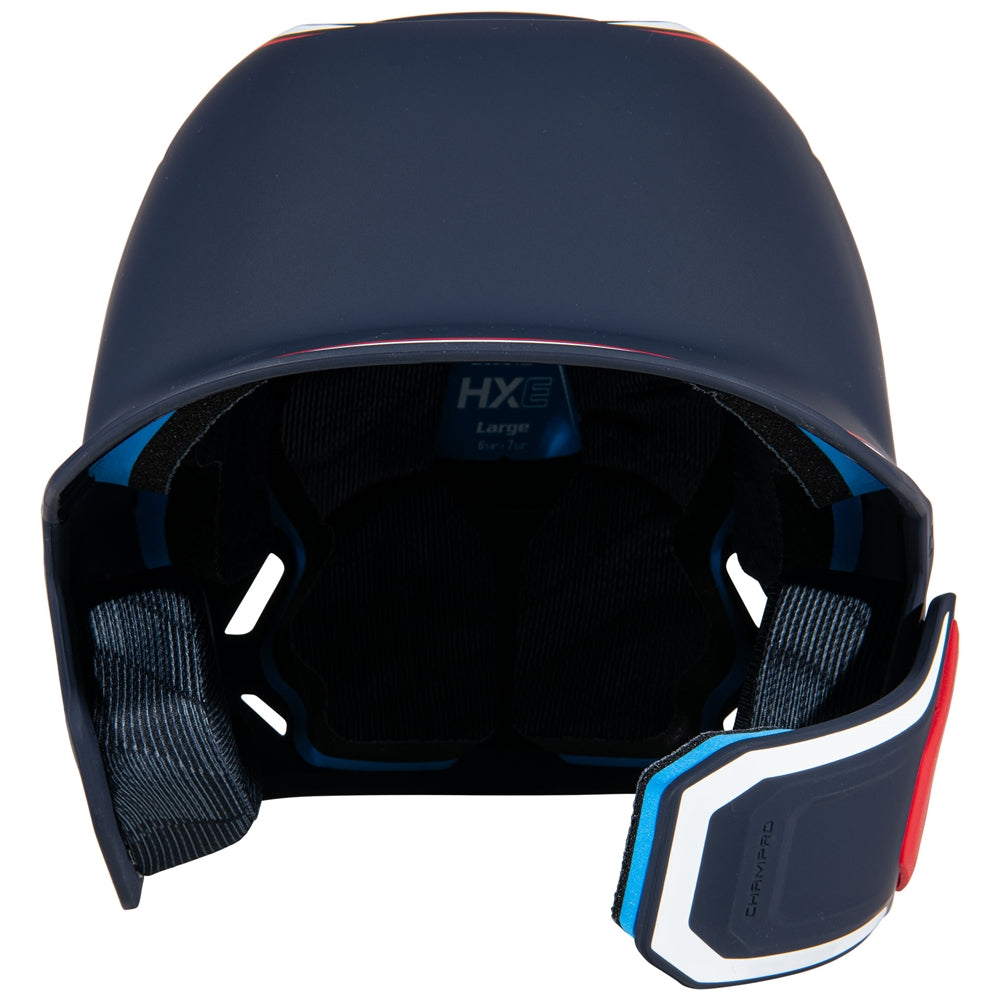 HXE TWO-TONE MATTE BATTING HELMET W/JAW GUARD - HXEM2JGNYWSCL