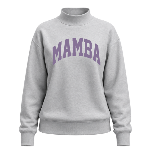 MAMBA printed on Grey Charles River Women’s Willow Mock-Neck Sweatshirt