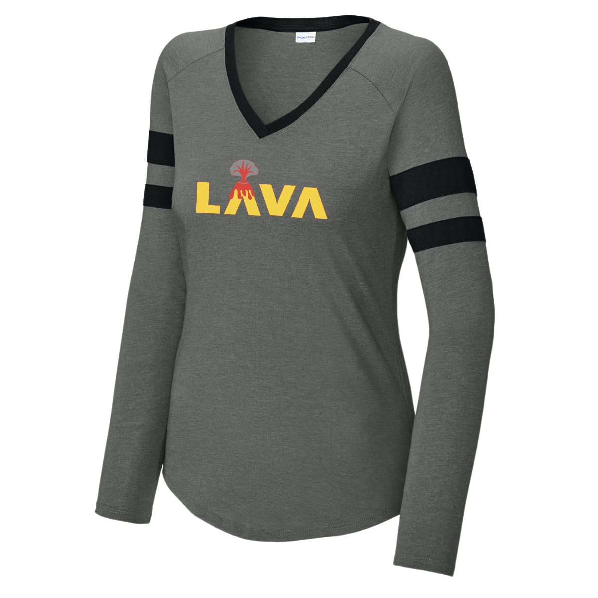 Women's LAVA Halftime Stripe V-Neck LS - Lava