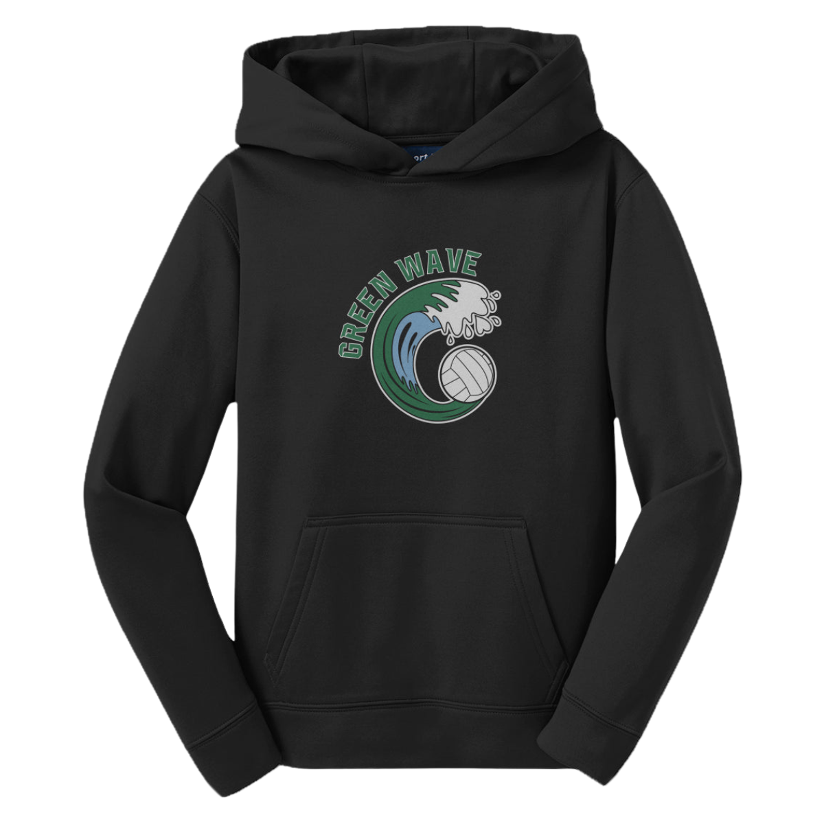 Youth Green Wave Sport-Tek Fleece Hoodie