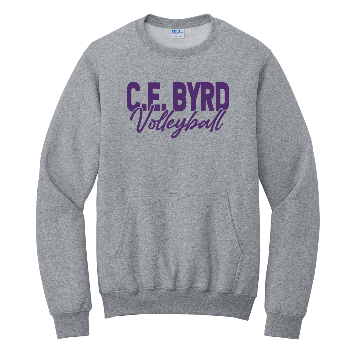 Adult Port and Company Fleece Crewneck Pocket Sweatshirt